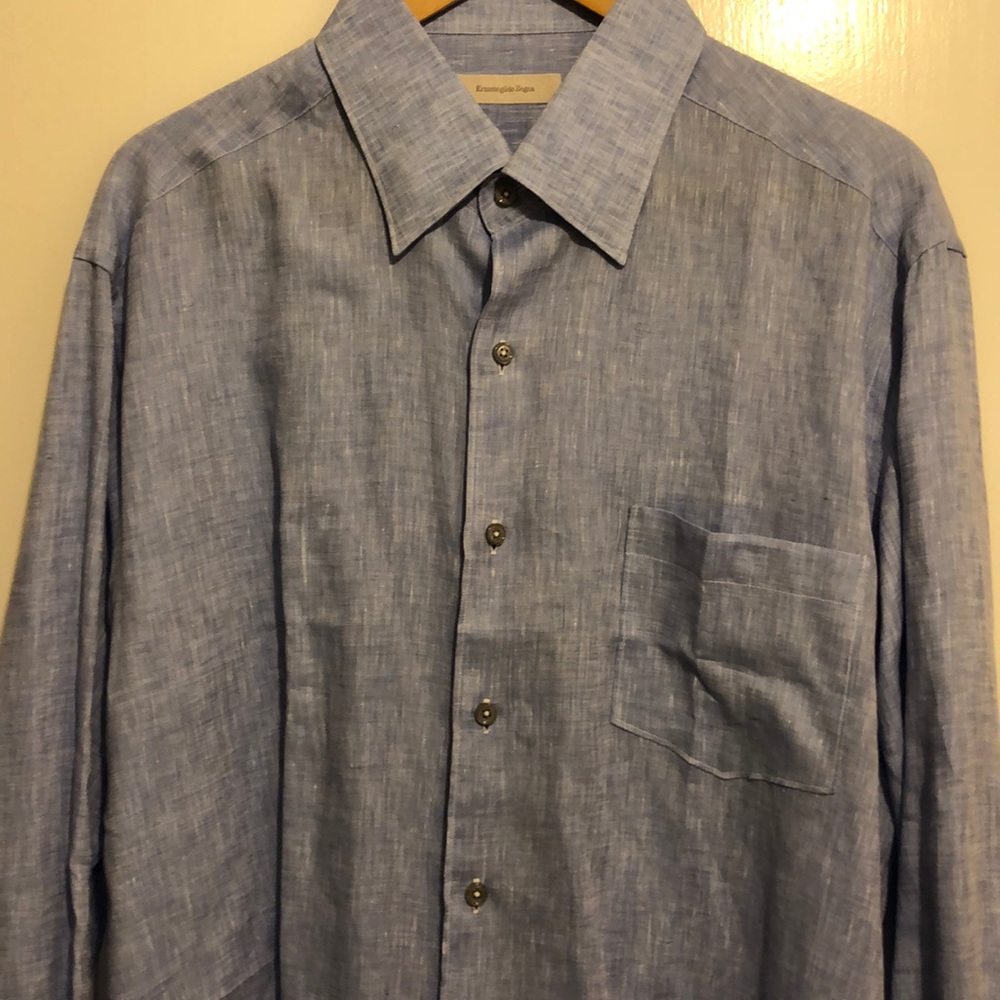 New Ermenegildo Zegna classic fit blue dress shirt